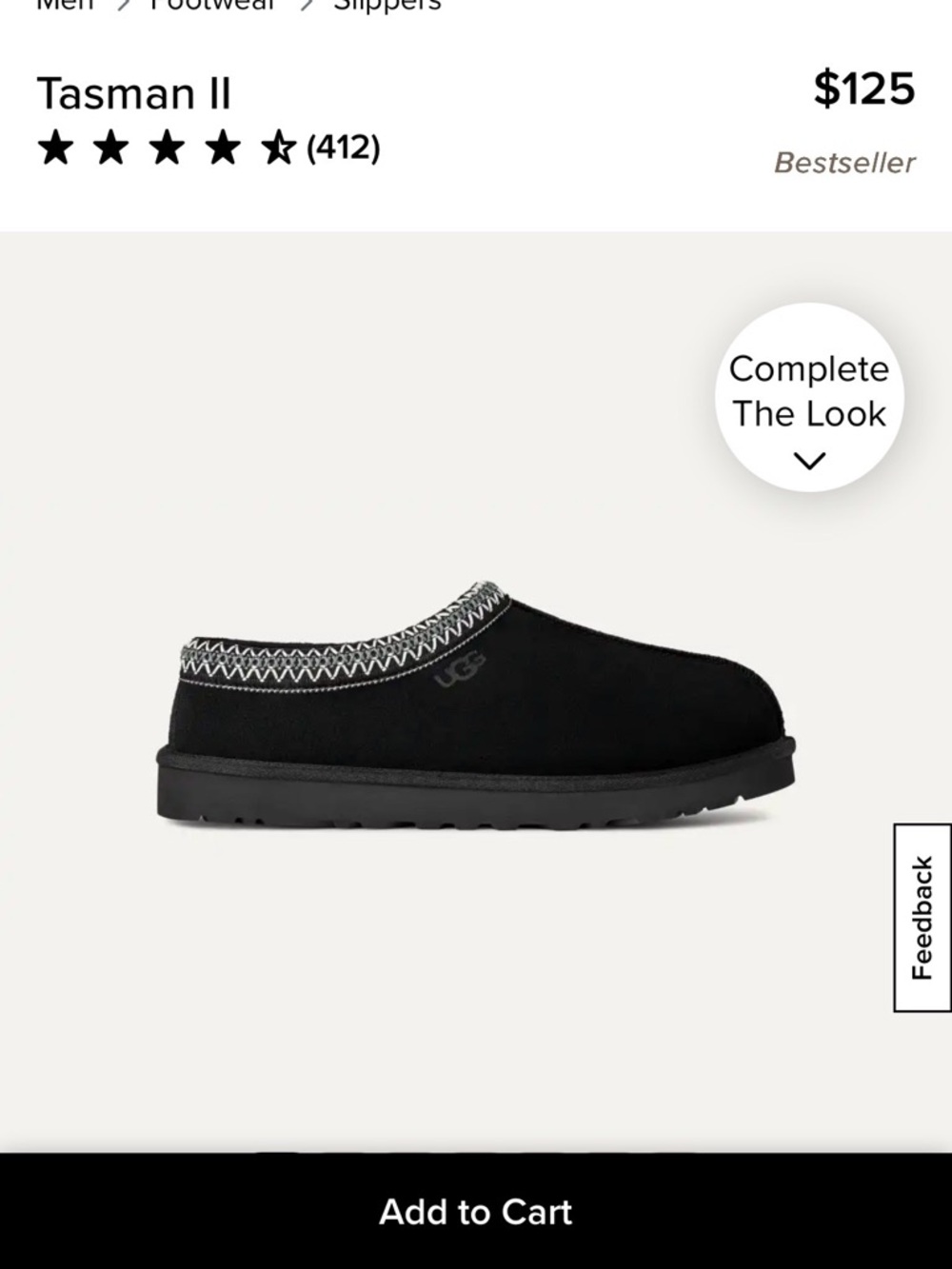 UGG Black Tasman Slippers